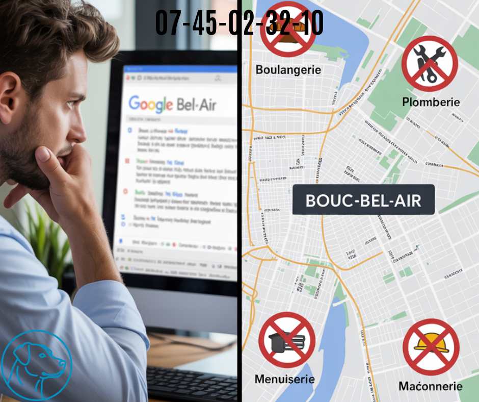 entrepreneur frustré devant Google : 5 erreurs de référencement empêchent son entreprise de Bouc-Bel-Air d'apparaître dans les résultats locaux